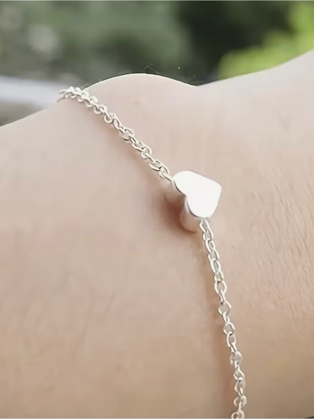 Silver Heart Chain Bracelet